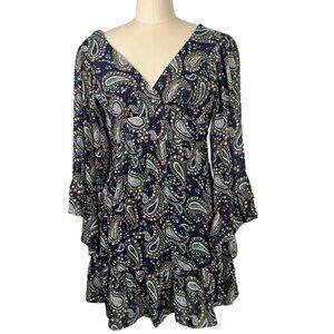 Betsey Johnson Dress Womens Size 10 Bambi Bell Sleeve Fairy Paisley Blue Y2K NEW